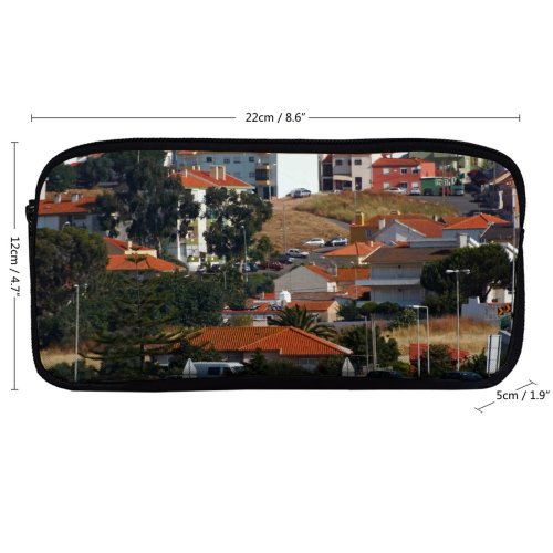 yanfind Pencil Case YHO Town Cars Settlement Home Area Residential City Village Buildings City Houses Cityscape Zipper Pens Pouch Bag for Student Office School