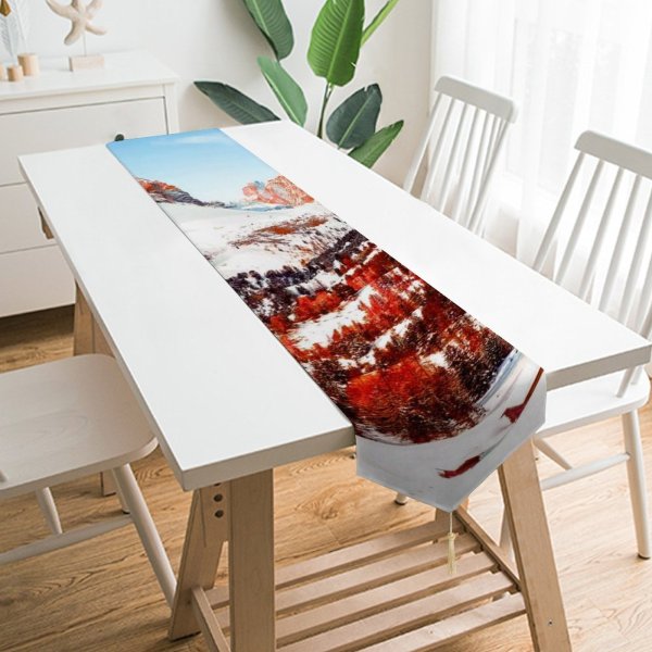 Yanfind Table Runner Matteo Catanese Dolomites Mountain Range Sunny Winter Snow Covered Mountains Italy Everyday Dining Wedding Party Holiday Home Decor