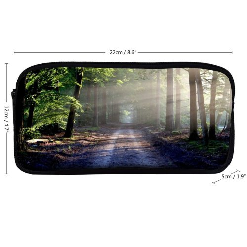yanfind Pencil Case YHO Forest Path Trees Outdoor Woods Sunlight Zipper Pens Pouch Bag for Student Office School