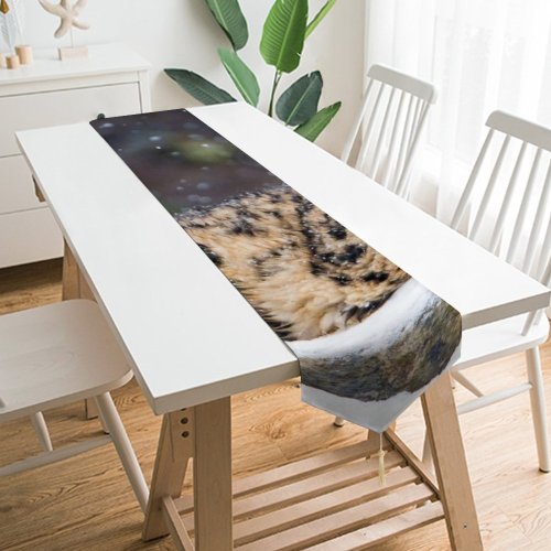 Yanfind Table Runner Tambako Jaguar Snow Leopard Winter Big Cat Wildlife Predator Carnivore Everyday Dining Wedding Party Holiday Home Decor