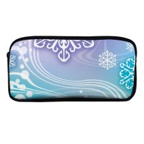 yanfind Pencil Case YHO Winter Abstract Design Ornament Snowflake Snowflake Aqua Snow Zipper Pens Pouch Bag for Student Office School