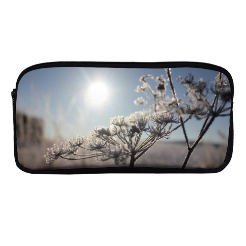 yanfind Pencil Case YHO Winter Frozen Frost Freeze Winter Natural  Frosty Landscape Sky  Branch Zipper Pens Pouch Bag for Student Office School