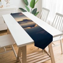 Yanfind Table Runner Mountains Lake Evening Reflection Scenery Tranquility Moon Landscape Everyday Dining Wedding Party Holiday Home Decor
