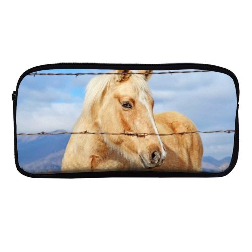 yanfind Pencil Case YHO Horse Fence Portrait Bokeh Zipper Pens Pouch Bag for Student Office School