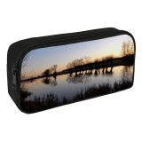 yanfind Pencil Case YHO Waterway Lake Landscape Sunset Reflection Sky Tree  Tree Natural River Bank Zipper Pens Pouch Bag for Student Office School