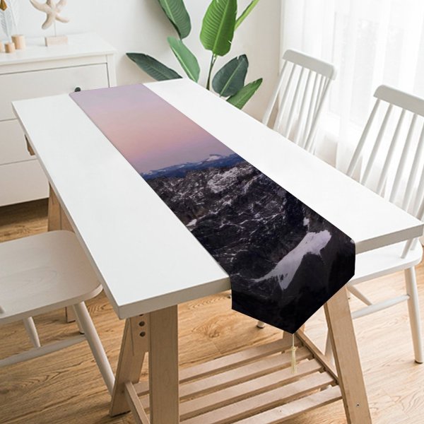 Yanfind Table Runner Atanas Malamov Peak Glacier Cascades National Park Mountain Morning Dawn Washington USA Everyday Dining Wedding Party Holiday Home Decor