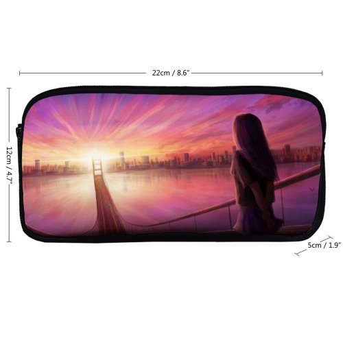 yanfind Pencil Case YHO RicoDZ Fantasy Girl Dream Sunrise Artwork Cityscape  Girly Zipper Pens Pouch Bag for Student Office School