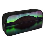 yanfind Pencil Case YHO Cecil Peak Zealand Aurora Borealis Northern Lights Starry Sky Night Time Lake Zipper Pens Pouch Bag for Student Office School