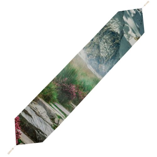 Yanfind Table Runner Alexandra Gruber Mountains Path Hill Spring Landscape Scenery Stone Staircase Everyday Dining Wedding Party Holiday Home Decor