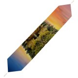 Yanfind Table Runner Bruno Glätsch Forest Trees Sunset Sky Mirror Lake Reflection Landscape Scenery Afterglow Everyday Dining Wedding Party Holiday Home Decor