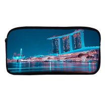 yanfind Pencil Case YHO Pang Yuhao Marina Bay Sands Singapore Hour Night Lights Waterfront Reflection Zipper Pens Pouch Bag for Student Office School