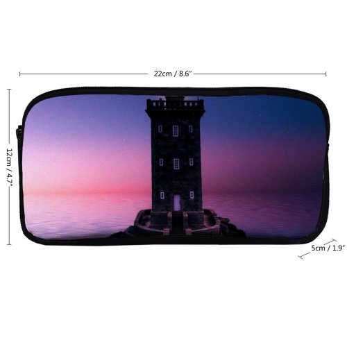 yanfind Pencil Case YHO Sagar Subbaiah Lighthouse  Sunset Evening Zipper Pens Pouch Bag for Student Office School