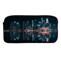 yanfind Pencil Case YHO Pang Yuhao Singapore City Skyscrapers  Architecture Night  City Lights Reflection Zipper Pens Pouch Bag for Student Office School