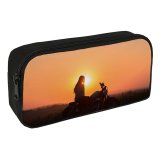yanfind Pencil Case YHO Sunset Motorcycle Silhouette Golden Hour Zipper Pens Pouch Bag for Student Office School