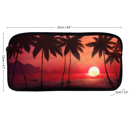 yanfind Pencil Case YHO Sunset Tropical Trees Silhouette Dawn Warm Zipper Pens Pouch Bag for Student Office School