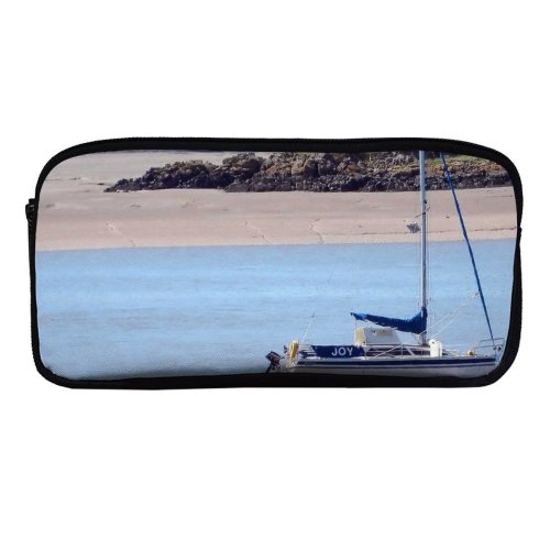 yanfind Pencil Case YHO Vehicle Scotland Coast Sea Boat Coastal Watercraft Landforms Sailboat Anchored Sailing Oceanic Zipper Pens Pouch Bag for Student Office School