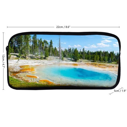 yanfind Pencil Case YHO Youen California Mudpot Yellowstone National Park Tourist Attraction Trees Landscape Sky Zipper Pens Pouch Bag for Student Office School