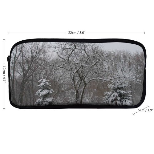 yanfind Pencil Case YHO Winter Winter Natural Atmospheric Landscape Branch Snow Tree Frost Trees Freezing Silouette Zipper Pens Pouch Bag for Student Office School