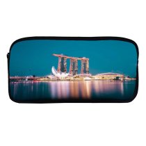 yanfind Pencil Case YHO Pang Yuhao Marina Bay Sands Singapore Hour Night  City Lights Reflection Zipper Pens Pouch Bag for Student Office School