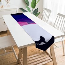 Yanfind Table Runner Minimal Wolf Howling Gradients Moon Silhouette Colorful Everyday Dining Wedding Party Holiday Home Decor