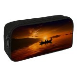 yanfind Pencil Case YHO Sunset Boat Silhouette Dusk Zipper Pens Pouch Bag for Student Office School
