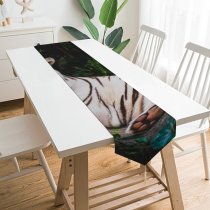 Yanfind Table Runner Smit Patel Tiger Forest Leaves Dark Big Cat Predator Wildlife Greenery Everyday Dining Wedding Party Holiday Home Decor