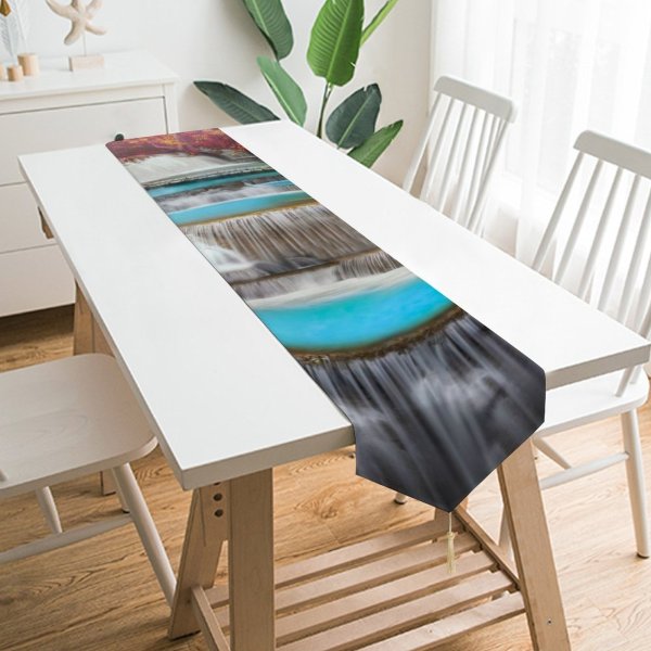 Yanfind Table Runner Anek Suwannaphoom Erawan Falls Waterfall Forest Autumn Everyday Dining Wedding Party Holiday Home Decor
