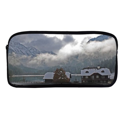 yanfind Pencil Case YHO Winter Houe Highland Freeze Old Cloud Landscape Snow  Sky Hill Landforms Zipper Pens Pouch Bag for Student Office School