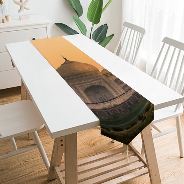 Yanfind Table Runner Taj Mahal India Sunset Sky Wonders Landscape Landmark Famous Place Tourist Attraction Everyday Dining Wedding Party Holiday Home Decor