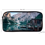 yanfind Pencil Case YHO Samuele Errico Piccarini Lake Braies Italy Wooden Boats Mountains  Snow Reflection Zipper Pens Pouch Bag for Student Office School