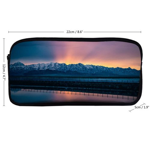 yanfind Pencil Case YHO Snow Mountains Landscape Sunrise Salt Lake City Reflection Scenery  Range Clear Zipper Pens Pouch Bag for Student Office School