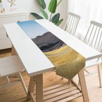 Yanfind Table Runner Mountains Clear Sky Grass Field Landscape Microsoft Hub Everyday Dining Wedding Party Holiday Home Decor