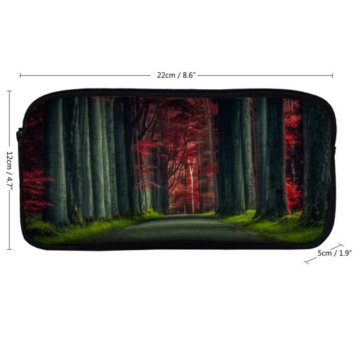 yanfind Pencil Case YHO Hmetosche Forest Road Trees Woods Sunset Autumn Forest Dawn Pathway Scenic Zipper Pens Pouch Bag for Student Office School