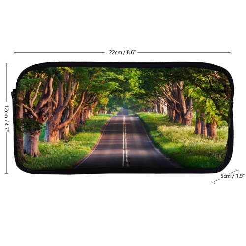 yanfind Pencil Case YHO Sven Muller Blandford Road Empty Road Trees Landscape Woods Greenery Scenery Zipper Pens Pouch Bag for Student Office School