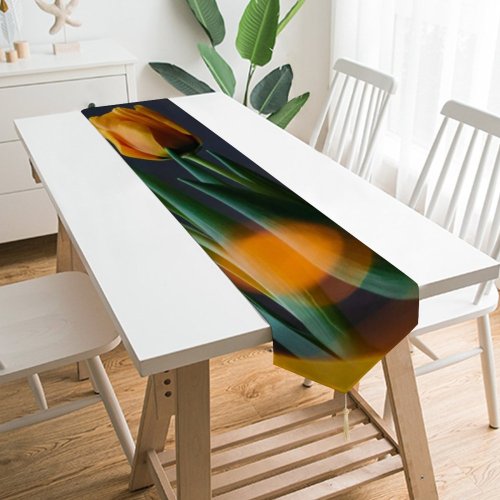 Yanfind Table Runner Irina Iriser Flowers Tulips Bokeh Lights Decoration Blossom Leaves Everyday Dining Wedding Party Holiday Home Decor
