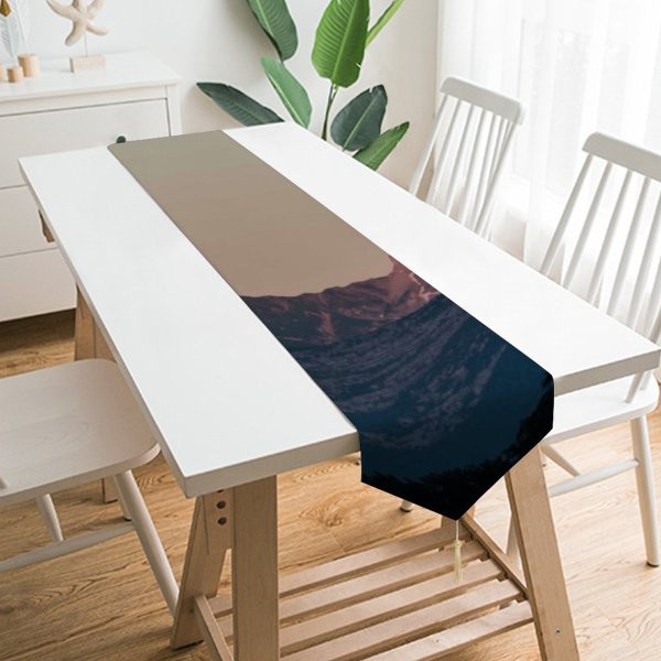 Yanfind Table Runner Olivier Miche Mountains Moon Scenic France Everyday Dining Wedding Party Holiday Home Decor