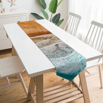 Yanfind Table Runner Canary Islands Spain Aerial Ocean Sea Waves Beach Landscape Drone Photo Everyday Dining Wedding Party Holiday Home Decor