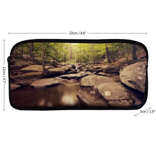 yanfind Pencil Case YHO Forest Trees Woods  Greenery Rocks Scenic Landscape Exposure Zipper Pens Pouch Bag for Student Office School