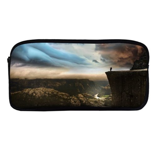 yanfind Pencil Case YHO Robin Kamp Pulpit Rock Preikestolen Cliff Norway Cloudy Sky Mountains Landscape Stormy Zipper Pens Pouch Bag for Student Office School