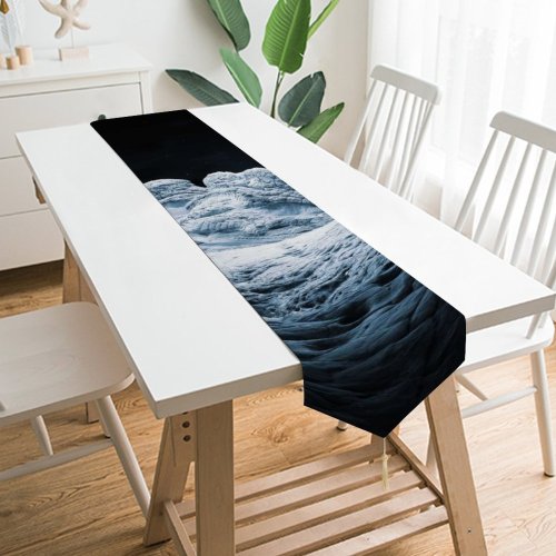 Yanfind Table Runner MacOS Big Sur Winter Sedimentary Rocks Night Starry Sky IOS Everyday Dining Wedding Party Holiday Home Decor