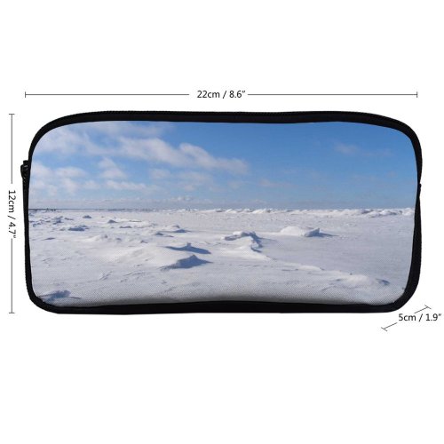 yanfind Pencil Case YHO Winter Footprints Sky Winter Natural  Dreams Cloud Sky  Ocean Snow Zipper Pens Pouch Bag for Student Office School