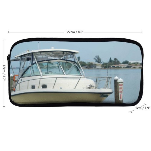 yanfind Pencil Case YHO Vehicle Boating Whaler Boat Marina Watercraft Dock Beach Land Bird Docks Speedboat Zipper Pens Pouch Bag for Student Office School