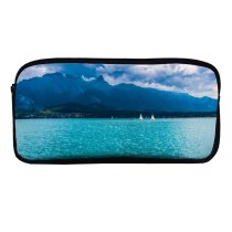 yanfind Pencil Case YHO Olivier Miche Lake Thun Mountains Daytime Sailing Boats Zipper Pens Pouch Bag for Student Office School
