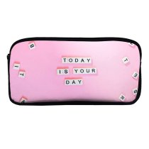 yanfind Pencil Case YHO Sincerely Media Quotes Today Is Your Letters Girly Motivational Popular Quotes Zipper Pens Pouch Bag for Student Office School