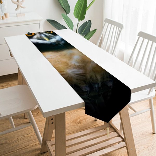Yanfind Table Runner William Warby Black Dark Owl Night Wildlife Everyday Dining Wedding Party Holiday Home Decor