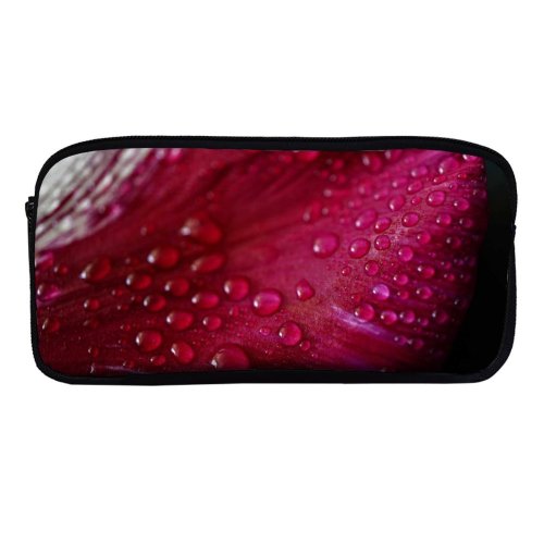 yanfind Pencil Case YHO Flowers Tulip Petal Tulip Flower Closeup Macro Drops Dew Drops Spring Vibrant Zipper Pens Pouch Bag for Student Office School