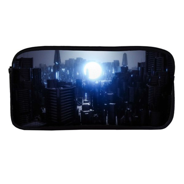 yanfind Pencil Case YHO SciFi Futuristic City Energy  Dark Zipper Pens Pouch Bag for Student Office School