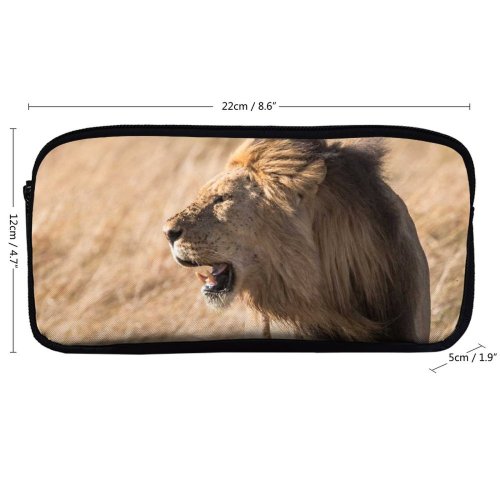 yanfind Pencil Case YHO Images Alpha Leader Kruger Africa Wildlife Safari Stand Pictures Mane Creative Teeth Zipper Pens Pouch Bag for Student Office School
