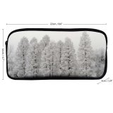 yanfind Pencil Case YHO Winter Frozen Xmas Frost Christmas Spruce Winter Atmospheric Picture Landscape Shortleaf Snow Zipper Pens Pouch Bag for Student Office School