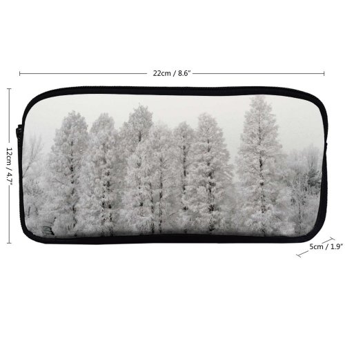 yanfind Pencil Case YHO Winter Frozen Xmas Frost Christmas Spruce Winter Atmospheric Picture Landscape Shortleaf Snow Zipper Pens Pouch Bag for Student Office School